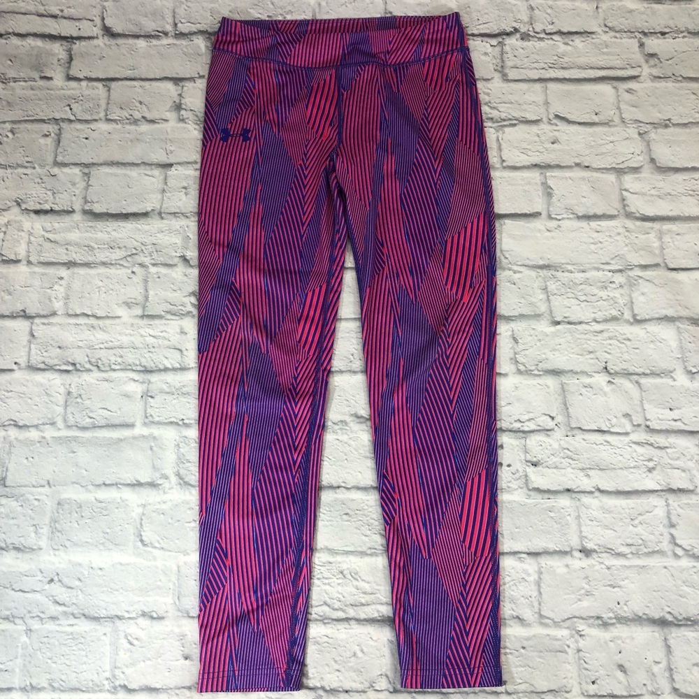 Under Armour Leggings Pink Purple Youth Large Heat Gear
